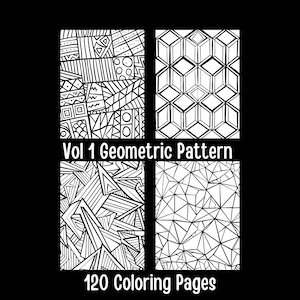 120 målarbilder med geometriska mönster för vuxna och barn (digital nedladdning)