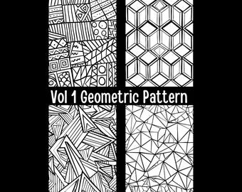 120 Geometric Patterns Coloring Pages for Adults & Kids (Digital Download)