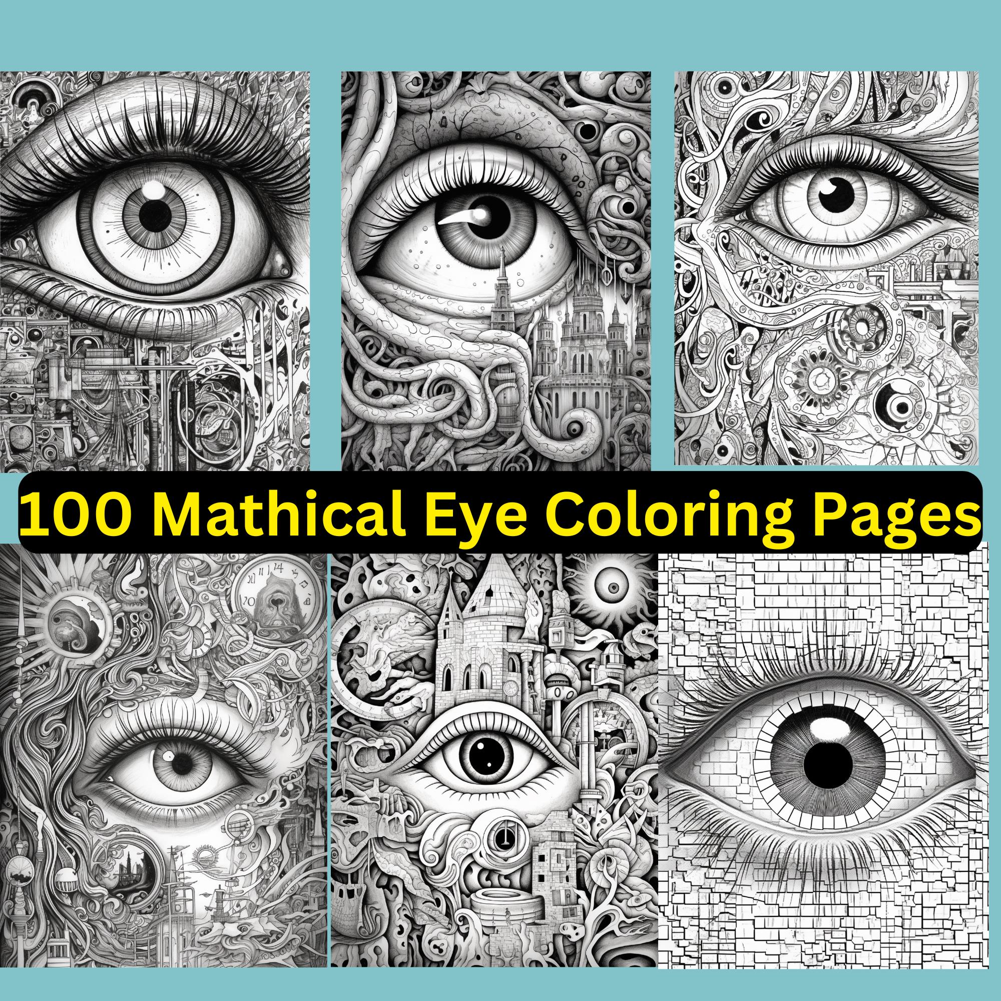 100 Mystical Eye Coloring Pages Bundle – Geometric, Mosaic, Sci‑Fi Patterns | Printable & Procreate PNGs