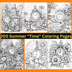 200 Summer "time" Coloring Pages, Printable, Digital, Download, Color ...