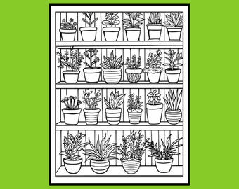 200 Herb Garden Coloring Pages, Stress Relief Adult Coloring (Digital Download)