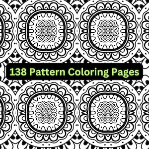 138 Geometric Pattern Coloring Pages, Printable, Instant Digital Download, Adult Kid Coloring, Abstract Coloring, Geometric Pattern Coloring