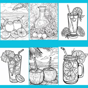 101 Drinks Coloring Pages, Wine, Coffee, Cocktails (Digital Download) image 2