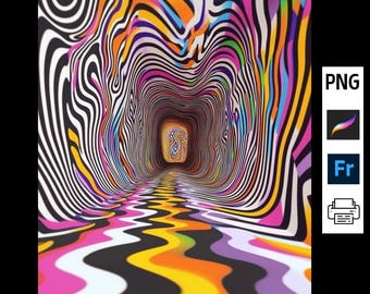 200+ Optical Illusion Coloring Pages, Geometric Patterns (Digital Download)