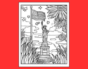 200 USA Patriotic Coloring Pages, Stress Relief (Digital Download)