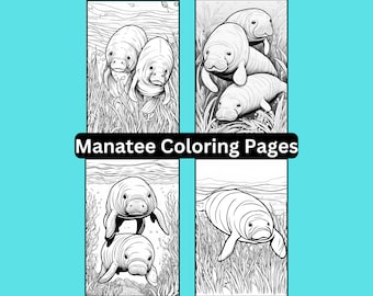 21 Manatee Coloring Pages, Relaxing Art for Adults (Digital Download)