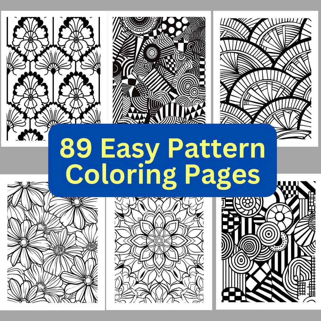 89 Easy Patterns Coloring Pages, Printable, Instant Digital Download ...