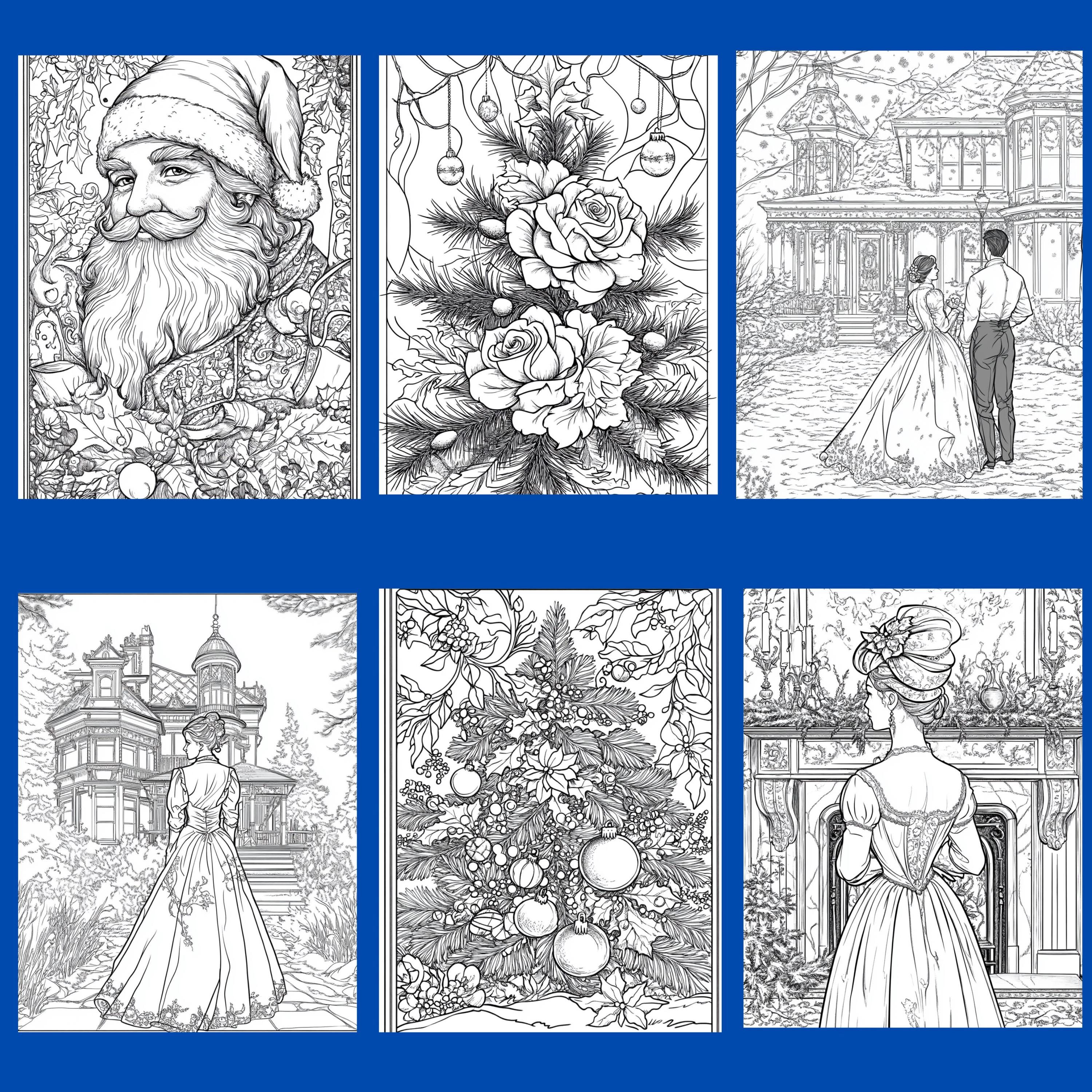 100 Victorian Christmas Coloring Pages, Book, Printable, Instant ...