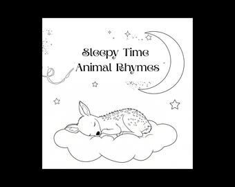 Sleepy Animal Coloring Book, Bedtime Rhymes, Printable Pages (Digital Download)
