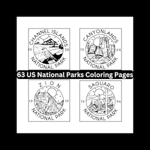 63 Amerikaanse nationale parken kleurplaten, reiskunst (digitale download) afbeelding 2