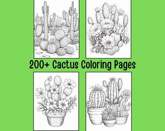 Cactus Coloring Pages, 387 Southwestern Desert Designs (Digital Download)