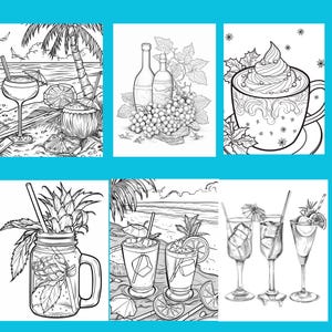 101 Drinks Coloring Pages, Wine, Coffee, Cocktails (Digital Download) image 3