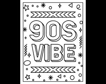 100 Nostalgic 90s Coloring Pages in PDF Format (Digital Download)
