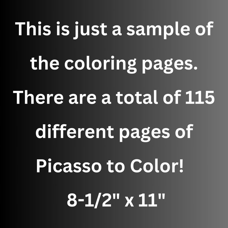 115 Pablo Picasso Coloring Pages, Printable, Instant Digital Download ...