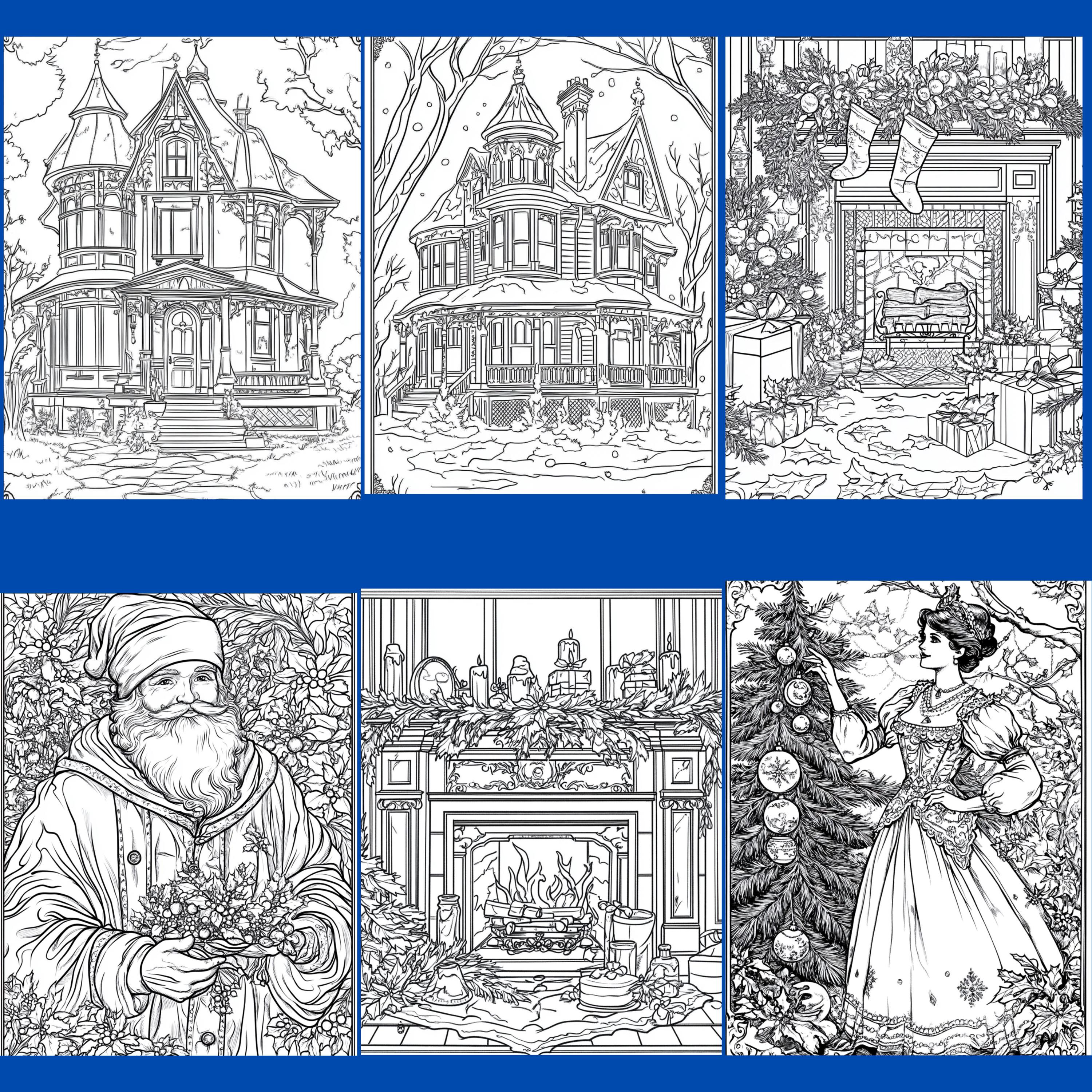 100 Victorian Christmas Coloring Pages, Book, Printable, Instant ...