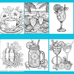 101 Drinks Coloring Pages, Wine, Coffee, Cocktails (Digital Download) image 6