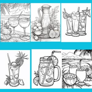101 Drinks Coloring Pages, Wine, Coffee, Cocktails (Digital Download) image 5