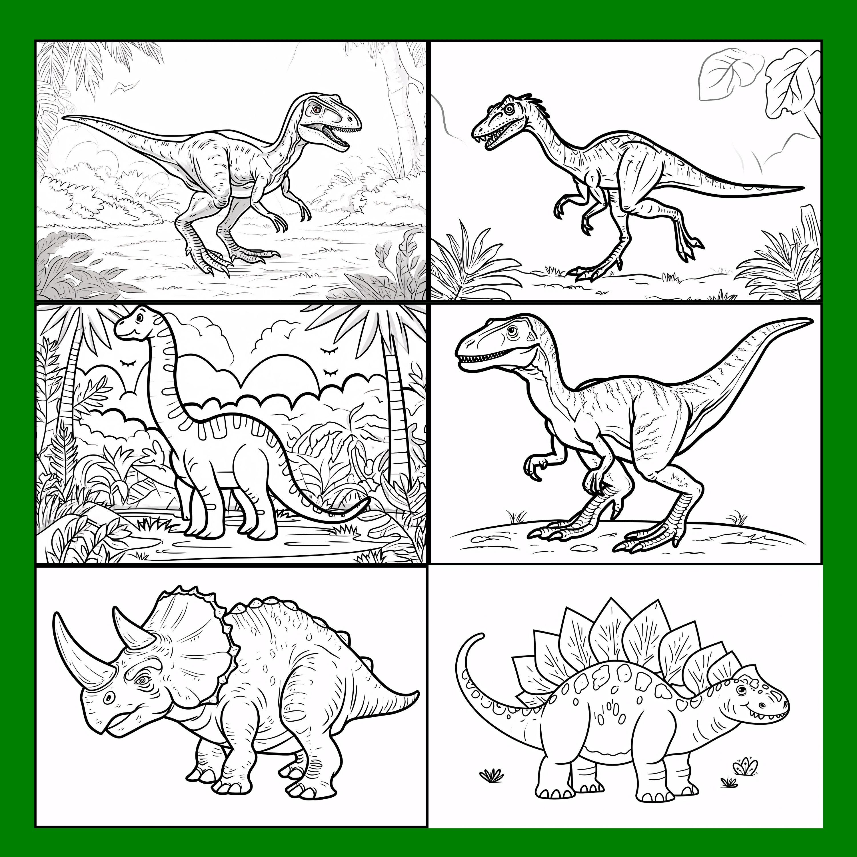 120 Dinosaur Coloring Pages, Instant Printable Digital Download ...