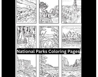 Coloring Pages 63 US National Parks, Printable Digital Download PDF & PNG