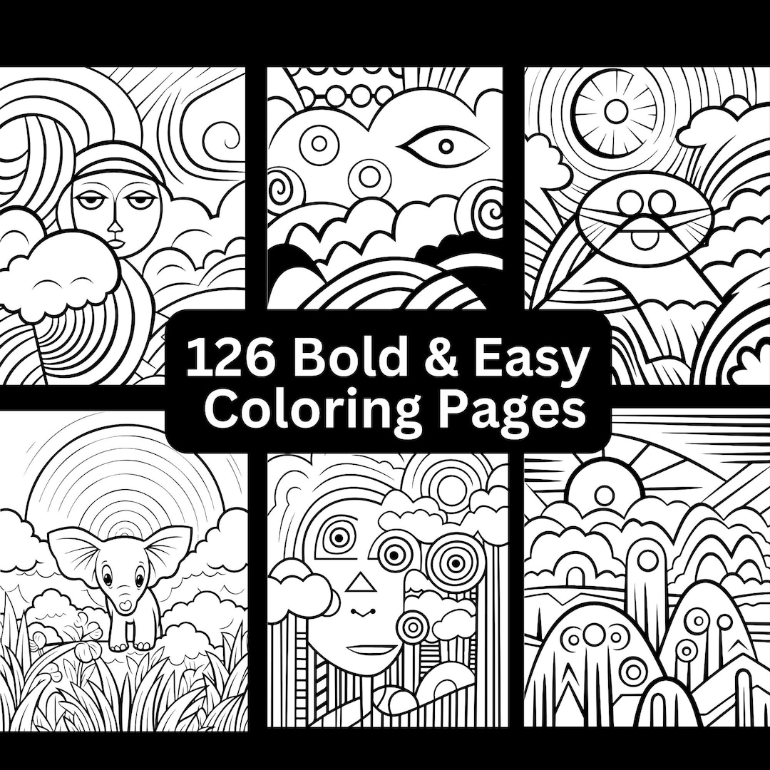 126 Bold Easy Coloring Pages Printable Instant Digital Download