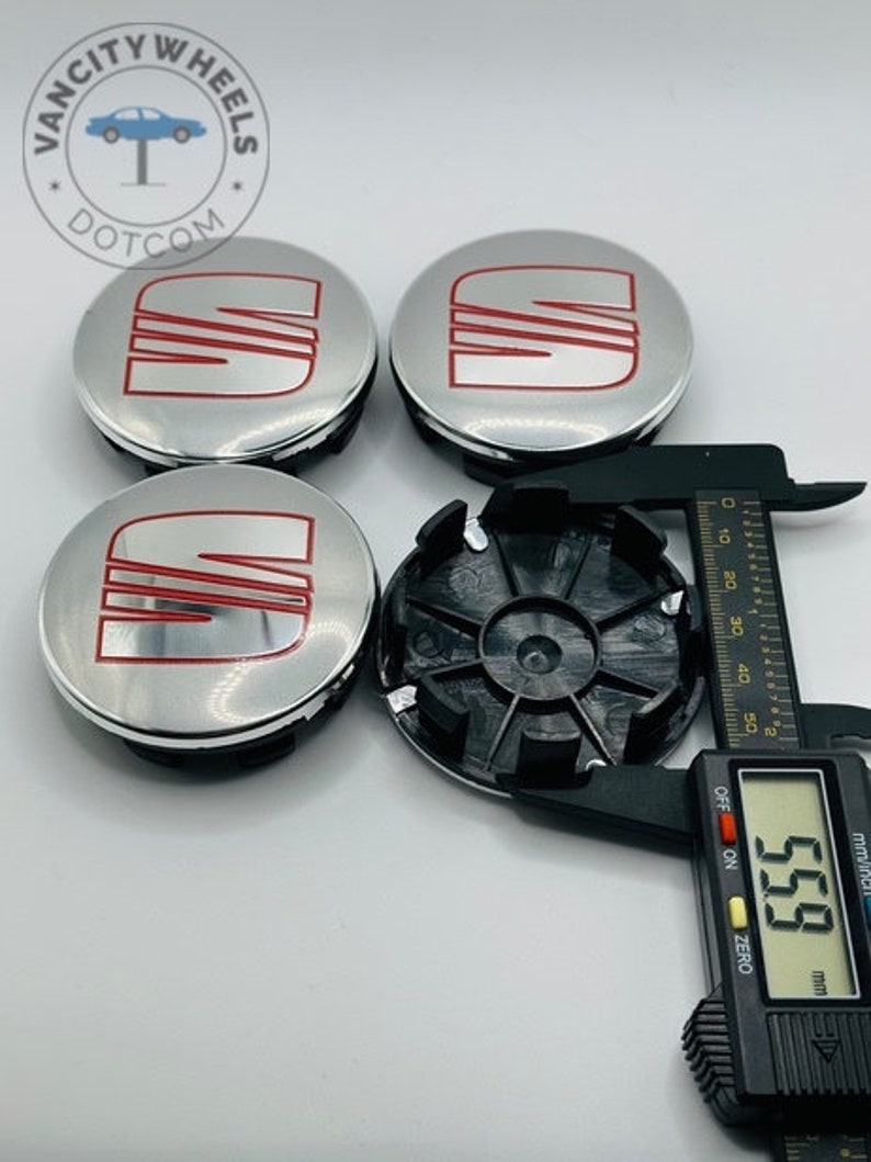 Set of 4 Seat Silver/red Alloy Wheel Center Caps 63mm, Center Hub Caps ...