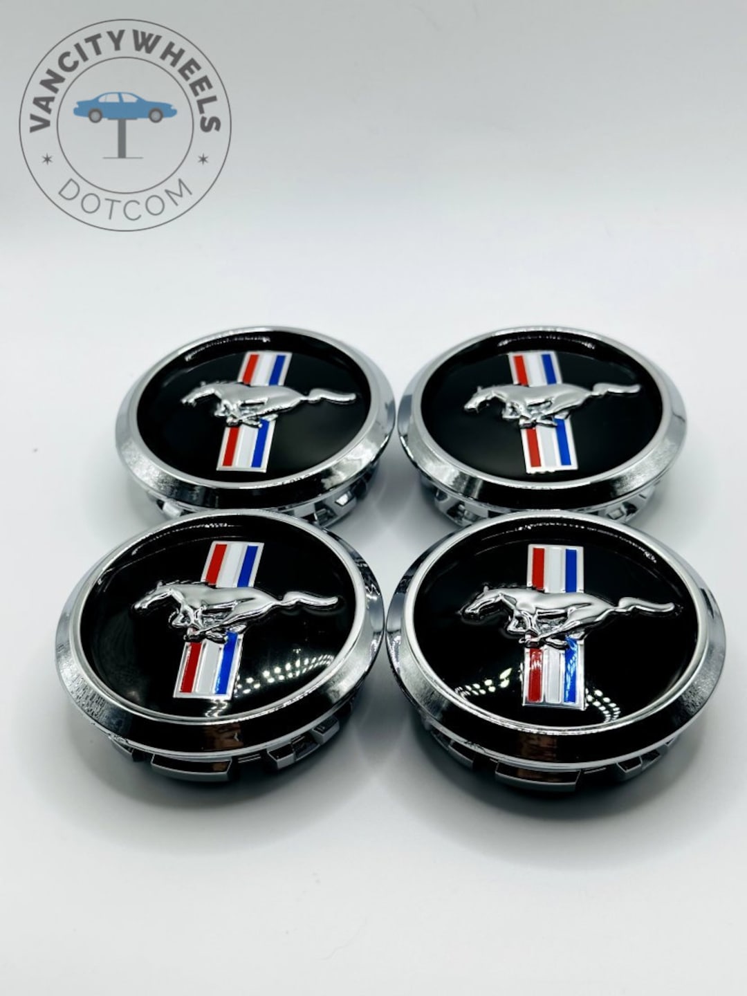 Exclusive Ford Mustang Wheel Caps, Set of 4 Black Ford Mustang Alloy