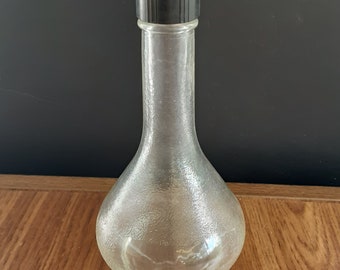 Vintage Barber Cologne Bottle, Stippled Clear Pressed Glass