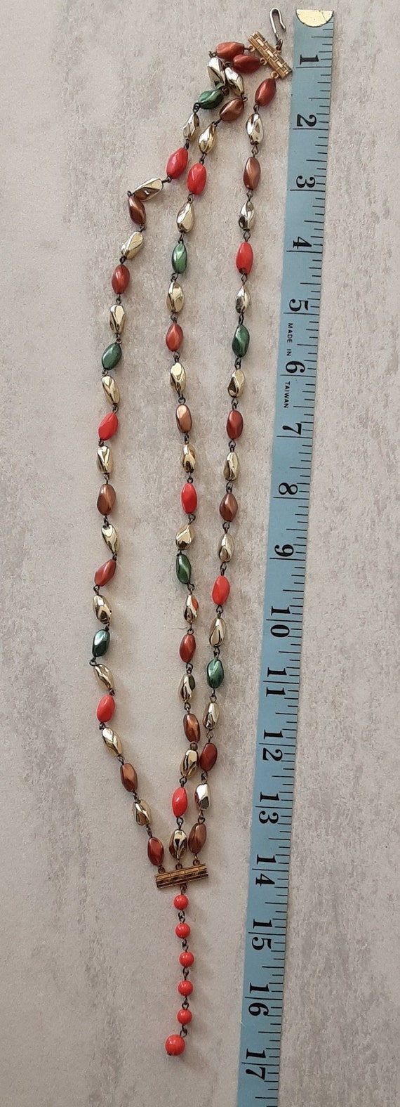 Vintage Triple Strand Multi-Color Metallic Bead A… - image 8