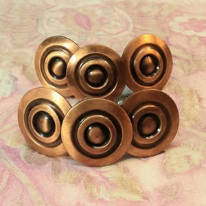 Vintage Cabinet Knobs, Amerock #BP3433-AC Antique Copper Hardware Pulls, Set of 6