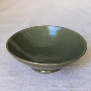 Handmade Ceramic Breakfast Bowl: Lead-Free Glaze, Food Safe Oliver green