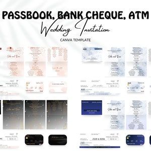 Sparbuch Bankscheck ATM Hochzeitseinladung Vorlage Einzigartige Hochzeitseinladung Bearbeitbar in Free Canva Bild 3