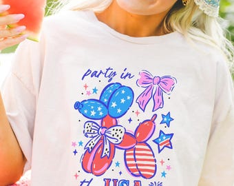 Camiseta del 250.º aniversario del 4 de julio, temática patriótica, camiseta festiva de EE. UU., perro con globo americano, semiquincentenario de Estados Unidos