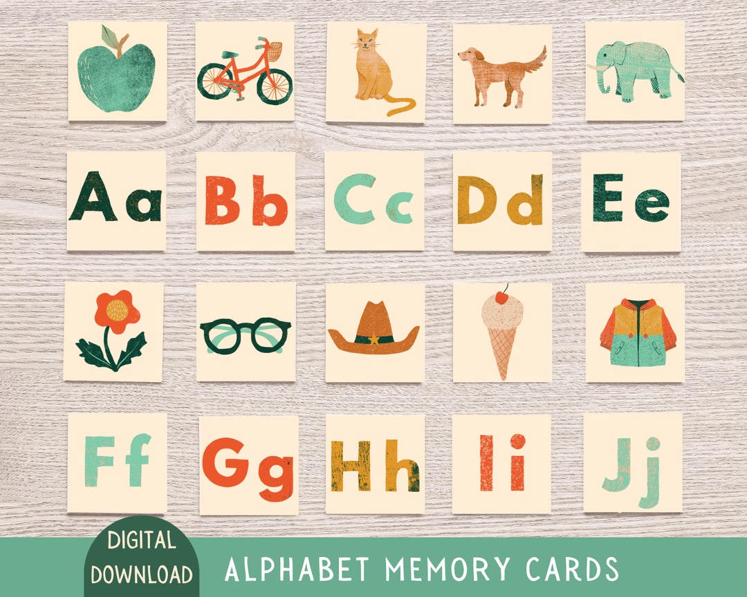 Alphabet Memory Card Game Printable Learn ABC Game Preschool Activity