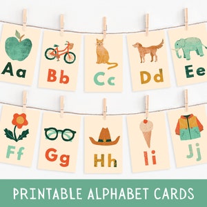 ABC Bildkarten, Lernkarten, A-Z Karten, ABC Lerne, Alphabet Karteikarten, Kinder Farben Alphabet, DIGITAL
