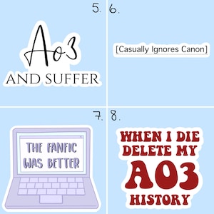 Pegatinas temáticas de fanfiction / Ao3 / Romance oscuro / Kudos / Acabado personalizable / Pegatinas para portátil / imagen 2