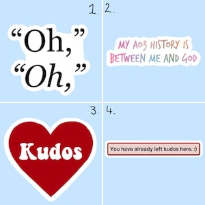 Pegatinas temáticas de fanfiction / Ao3 / Romance oscuro / Kudos / Acabado personalizable / Pegatinas para portátil / imagen 1
