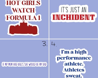 Racing Cars Themed Stickers | Sport | Race Car | Scrapbook | Laptop Sticker | Customisable Finish |
