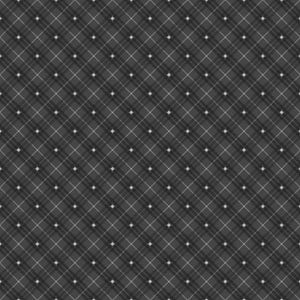May include: A seamless pattern featuring a classic plaid design in shades of gray and black. The pattern is composed of intersecting lines forming a grid, with small white diamond shapes evenly spaced throughout.