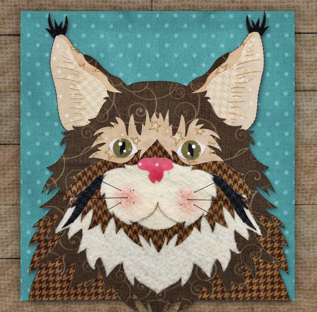 Catfluff The Whole Country Caboodle:maine Coon Cat Precut Fused Applique Kit ...