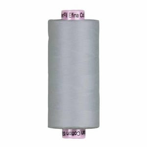 May include: A spool of light gray thread with a pink label that reads "Efina Cotton 60". The thread is tightly wound and cylindrical in shape, suitable for sewing and crafting projects.