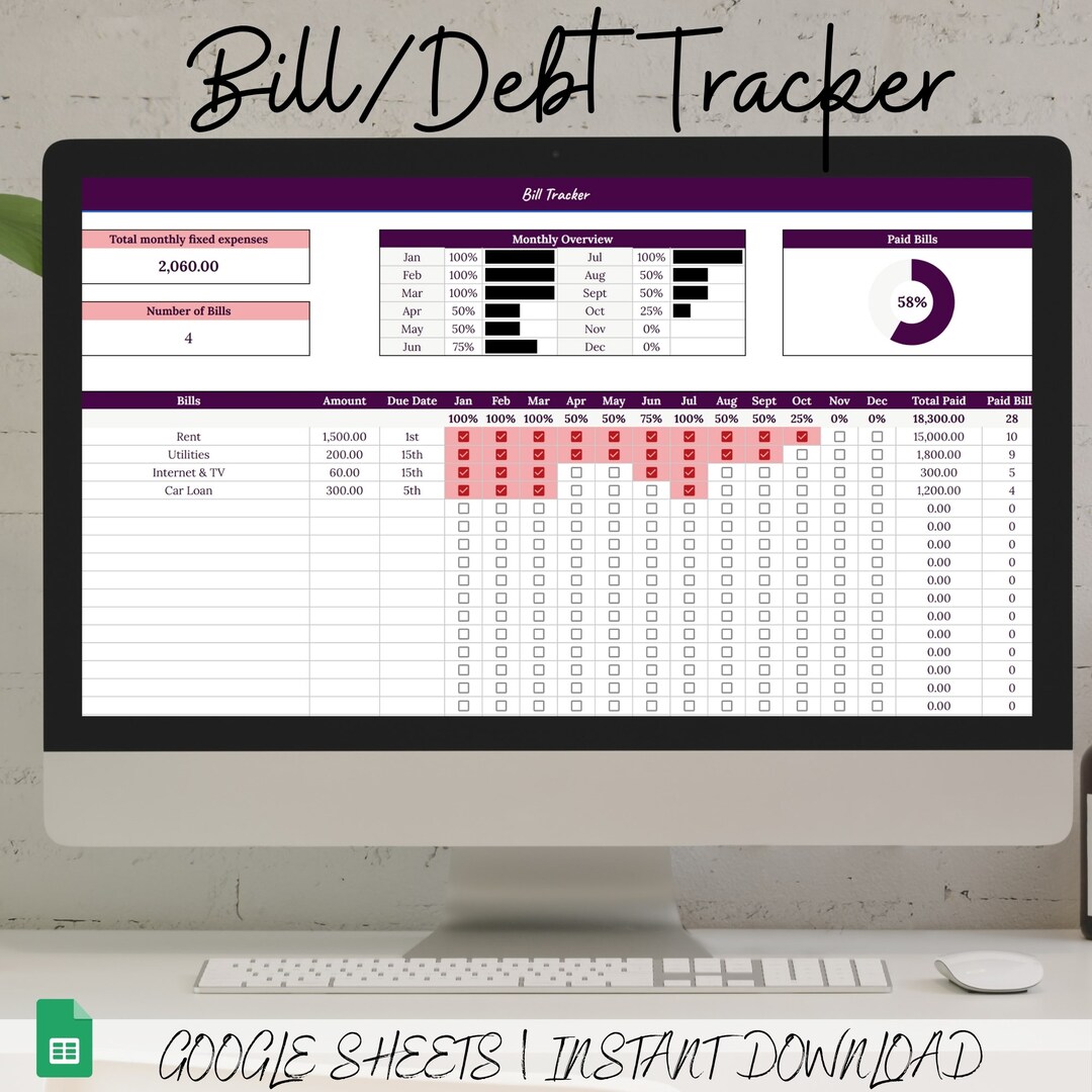 Bill Tracker Bills Planner Expense Tracker Bill Organizer Budget