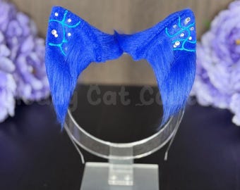 Moonlight Jellies B GRADE Blue Faux Fur Kitten Ears Headband Cosplay Accessory