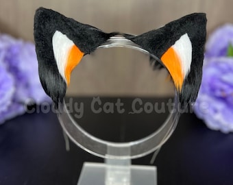 Candy Corn Kitten Ears Handmade Faux-Fur Cat Headband, Kawaii Neko Cosplay