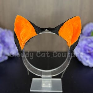 Orange & Black Short Faux Fur Kitten Ears Handmade Cosplay Cat Headband