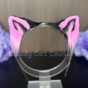 Micro Emo Pink Faux-Fur Kitten Ears Handmade Cosplay Cat Headband