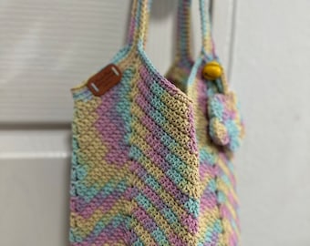 Crochet Tote Bag Pattern Reusable Grocery Bag, Crochet Granny Square Bag Pattern, Aesthetic Bag