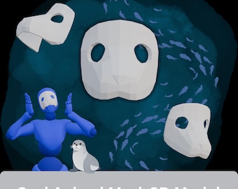 Archivo para impresión 3D de máscara peluda de foca con media cara de terio (SOLO DIGITAL)