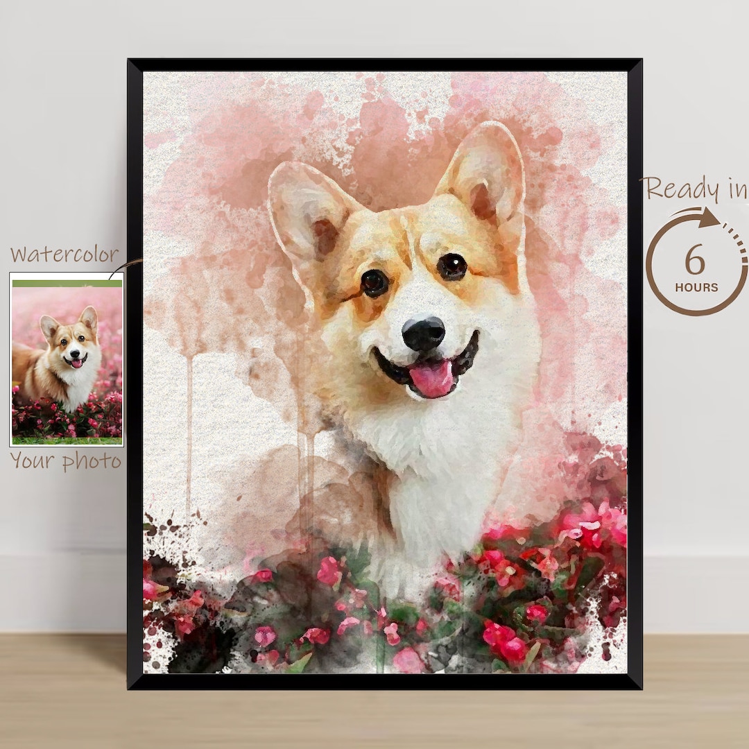 Custom Pet Portraits Using Pet Photo Personalized Digital Dog - Etsy
