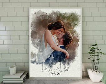 Custom Wedding Portrait, Couple Drawing, Couple Illustration, Drawing from Photo, Personalised Anniversary Gift