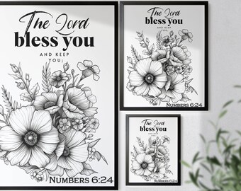 Digital download bible verse of Numbers 6:24 Christian wall art print art Christian digital download bible verse digital print download